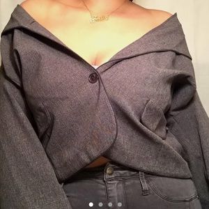 Dark grey button up blazer
